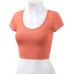 Women's Cotton Basic Scoop Neck Crop Top Short Sleeve Tops - B4ZKQD5JD