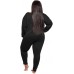 2 Piece Outfits for Women Solid Clubwear Off Shoulder Long Sleeve Shirt Bodycon Pants Sets Plus Size Tracksuit Casual - BR01K1WYE