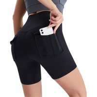High Waist Yoga Shorts for Women's Tummy Control Fitness Athletic Workout Running Shorts with Deep Pockets - BKYEBE6A8