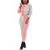 KANSOON Jogging Suits for Women 2 Piece Color Block Lace up Long Sleeve Sweatshirt and Sweatpants Set Tracksuit Outfit - B3UV1JTQW
