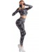 MANON ROSA Workout Sets Women 2 Piece Gym Outfit Seamless Yoga Clothes Long Sleeve Crop Top High Waist Legging Exercise Fitness Activewear Camouflage Grey Large - BYBXWQFHR