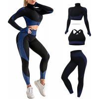 MANON ROSA Workout Sets Women 2 Piece Legging Zip Crop Top Seamless Yoga Outfits Clothes Tracksuit - BL2THTZGU