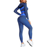Stylishine Workout 2 Piece Sets For Women Long Sleeve Crop Tops Bodycon High Waist Leggings Yoga Outfits - BJBHT46KN
