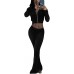 Velvet 2 Piece Set for Women Zip Up Y2K Crop Sweatshirt Jogger Yoga Tracksuit Outfit Hoodie + Drawstring Sweatpants - B2272290S