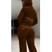 Women Velvet Tracksuit 2Pcs Letters Rhinestone Hooded Drawstring Long Pants Sweatsuit Zipper Slim Set Outfits - B7T49JKRH