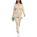 Womens 2 Piece Outfits Tracksuits off Shoulder Long Sleeve Top and Long Pants Casual Fall Outfit - BD3TC7ZJX