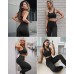 Women's Seamless Yoga Pants Set 2 Piece Workout Outfits Tights Running Leggings with Quick-Dry Sports Bra Exercise Gym Fitness SetH007S-Black - BBXV15V5O