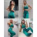 Women's Seamless Yoga Pants Set 2 Piece Workout Outfits Tights Running Leggings with Quick-Dry Sports Bra Exercise Gym Fitness SetH007S-Green - BJ6WWDZOM