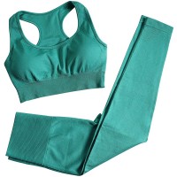 Women's Seamless Yoga Pants Set 2 Piece Workout Outfits Tights Running Leggings with Quick-Dry Sports Bra Exercise Gym Fitness SetH007S-Green - BJ6WWDZOM