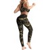 Women'S Workout 2 Pcs Sets Gold Black Marble High Waist Yoga Legging Sets Sport Outfits - B2NMNBLJC