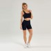 Workout Sets for Women 2 Piece U-Neck Seamless Crop Tank High Waist Shorts Yoga Gym Activewear Set - BVO0WQ74F