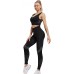Workout Sets for Women 2 pieces Gym Clothes Activewear Outfits Seamless Sports Bra High Waist Leggings Matching Sets - B91UNW5BQ