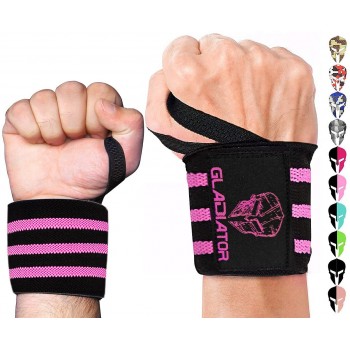 Gladiator Weight Lifting Wrist Wraps 18” with Thumb Loop Athlete Approved Wrist Support Braces for Men & Women Gym Wrist Wraps for Weightlifting Crossfit Powerlifting Training - BHMEVSOWC