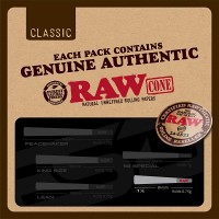 RAW Cones Classic 1-1 4 | 75 Pack | Natural Pre Rolled Rolling Paper with Tips & Packing Sticks Included - BOBNILYSP