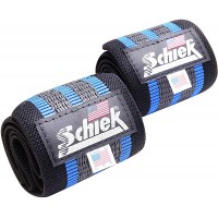 Schiek Sports Blue Line Heavy Duty Rubber Reinforced Wrist Wraps Black Blue - BXDIHGWJP