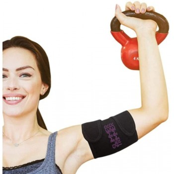 Slimmer Trimmer Premium Arm Trimmers for Women + Men Thermal Slimming Wraps. Fat Burner Trainer Bands 2 PACK Arms up to 16 Black - BP96J10UV