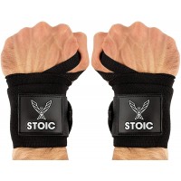 Stoic Wrist Wraps Weightlifting Powerlifting Cross Training Bodybuilding with Thumb Loop. Professional Grade for Gym Workout Men and Women Weight Lifting and Strength Training Black 18 Inch - BIA34NQRV