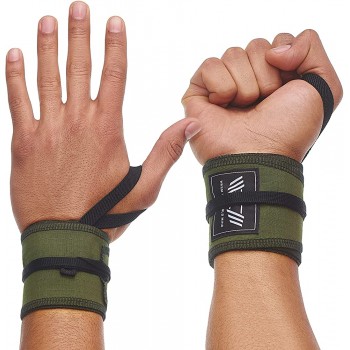 WARM BODY COLD MIND Premium Cotton Wrist Wraps for Crossfit Olympic Weight Lifting Powerlifting Bodybuilding Deadlift Strength Training and Wrist Support with Thumb Loop - BYTH32ZT8