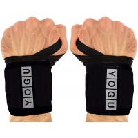 YOGU Wrist Wraps with Thumb Loops Wrist Support Braces for Heavier Weight Lifting Xfit Powerlifting Crossfit Strength Training Gym Workouts Bodybuilding Wrist Straps 18" Pair with Free Carry Bag - B43XQR8IT