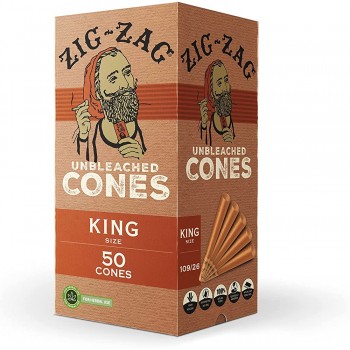 Zig Zag Rolling Papers King Size Pre Rolled Cones 50-Pack Natural Unbleached Preroll Cones with Tips Prerolled Rolling Paper Cone Pack Pre Roll Cones for Filling -Easy to Use and Convenient - BBSQL4WDT